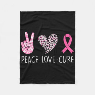 Cobertor De Velo Peace Love Cure Heart Pink Ribbon Breast Cancer Aw