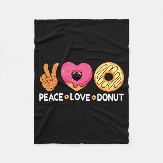 Cobertor De Velo Peace Love Donut - Doughnut Lover's For Men Women  (Frente)