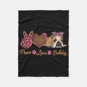 Cobertor De Velo Peace Love English Buldogue Funny Puppy Dog Mãe Mo