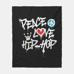 Cobertor De Velo Peace Love Hip Hop Dancing