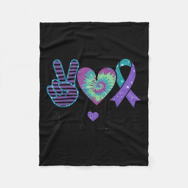 Cobertor De Velo Peace Love Hope Suicide Prevention Tie Dye Awarene (Frente)
