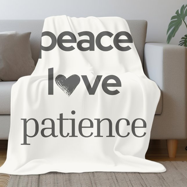 Cobertor De Velo Peace Love Patience - Cozy Calm Modern Lifestyle (Criador carregado)