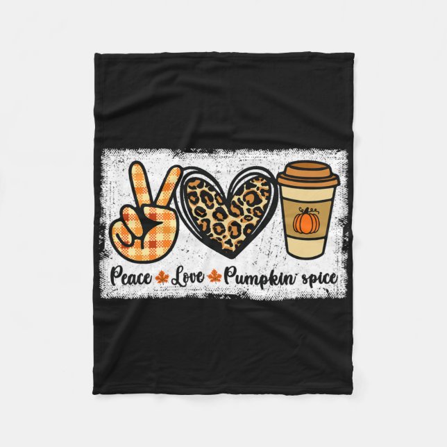 Cobertor De Velo Peace Love Pumpkin Spice (Frente)