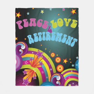 Cobertor De Velo Peace Love & Retirement - arte dos anos 70