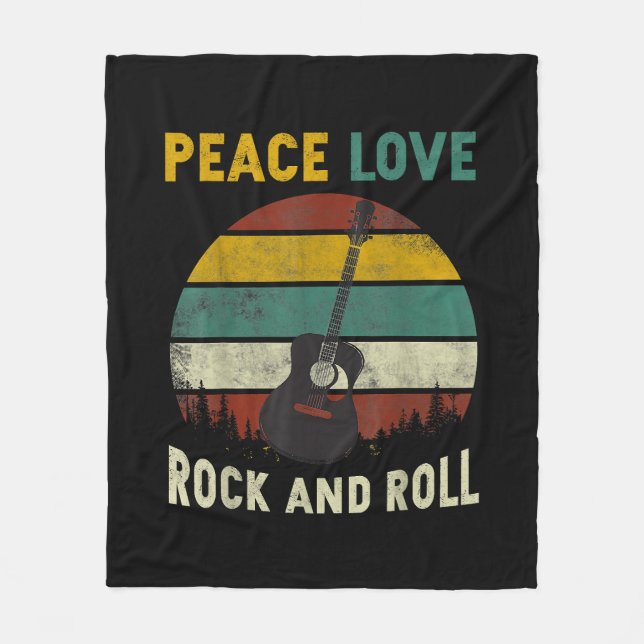 Cobertor De Velo Peace Love & Rock & Roll Guitar Player V (Frente)