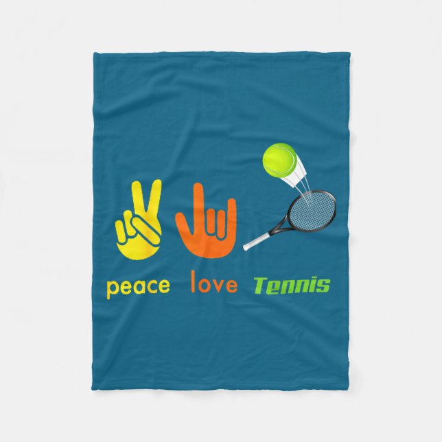 Cobertor De Velo Peace Love Tennis Funny Tennis Lovers Hand Sign De (Frente)