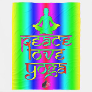 Cobertor De Velo Peace Love Yoga Rainbow Intentions