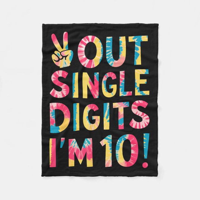 Cobertor De Velo Peace Out Single Digits Im 10 Year Old 10th Birthd (Frente)