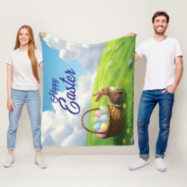 Cobertor De Velo Peaceful Easter Spring Meadow Bunny & Egg Basket