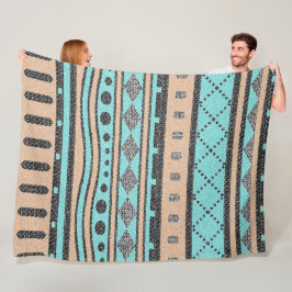 Cobertor De Velo Peach E Turquesa - Padrão Tribal