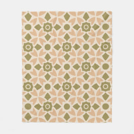 Cobertor De Velo Peach Green Flower Circle Art-Nouveau Folk Pattern