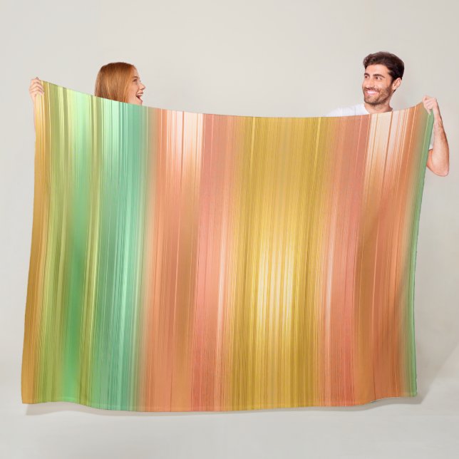 Cobertor De Velo Peach Green Stripe Fleece Blanket (In Situ)