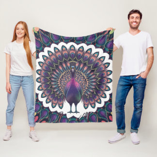 Cobertor De Velo Peacock Cósmico Mandala Fleece Blanket