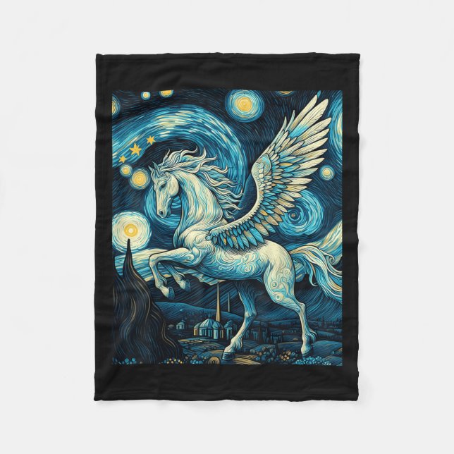 Cobertor De Velo Pegasus Sob O Gráfico De Arte Da Noite Estrelada (Frente)