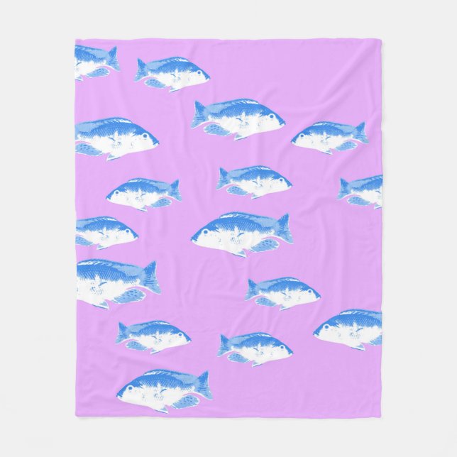 Cobertor De Velo Peixe azul em lilás (Frente)