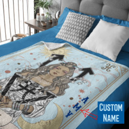 Cobertor De Velo Peixes do Horoscópio Mulher Lua Sol Zodiac Celesti