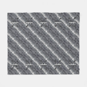 Cobertor De Velo Peixes Símbolo Zodiac no Grunge Steel Impressão