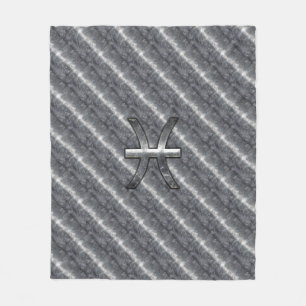 Cobertor De Velo Peixes Símbolo Zodiac no Grunge Steel Impressão
