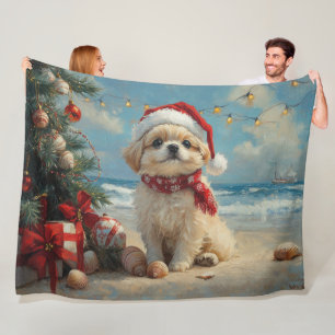 Cobertor De Velo Pekingese Dog Christmas Vintage Beach