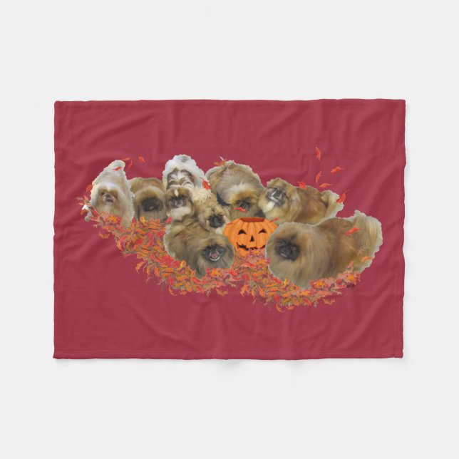 Cobertor De Velo Pekingese Halloween (Frente (Horizontal))