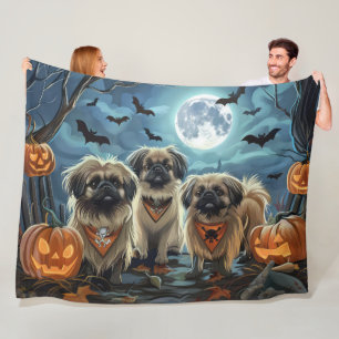 Cobertor De Velo Pekingese Halloween Spooky
