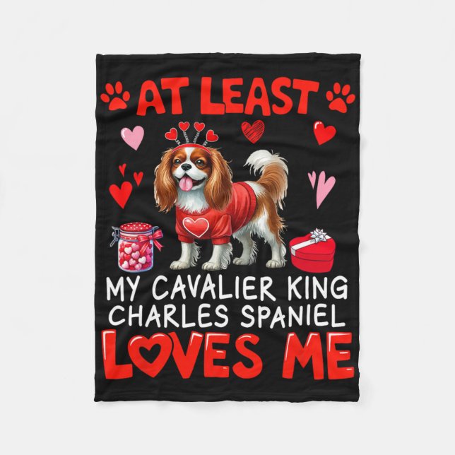 Cobertor De Velo Pelo Menos Cavalier King Charles Spaniel Me Ama V (Frente)