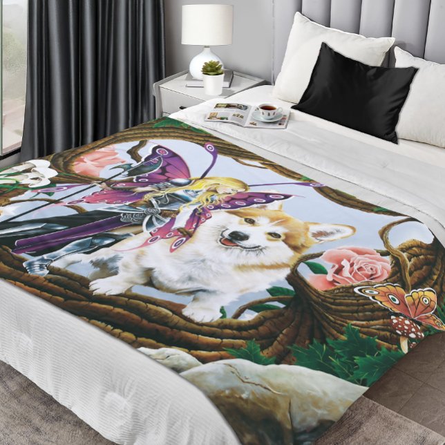 Cobertor De Velo Pembroke Welsh Corgi Fairy Fantasy (Criador carregado)