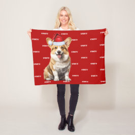 Cobertor De Velo Pembroke Welsh Corgi Nome do Cão Feriado de Natal