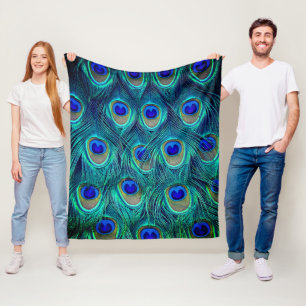 Cobertor De Velo Penas Abertas Lindas de um Pavão