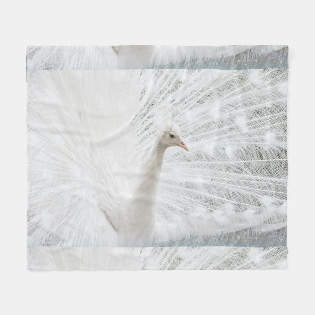 Cobertor De Velo Penas bonitas de Peacock Branco (Frente (Horizontal))