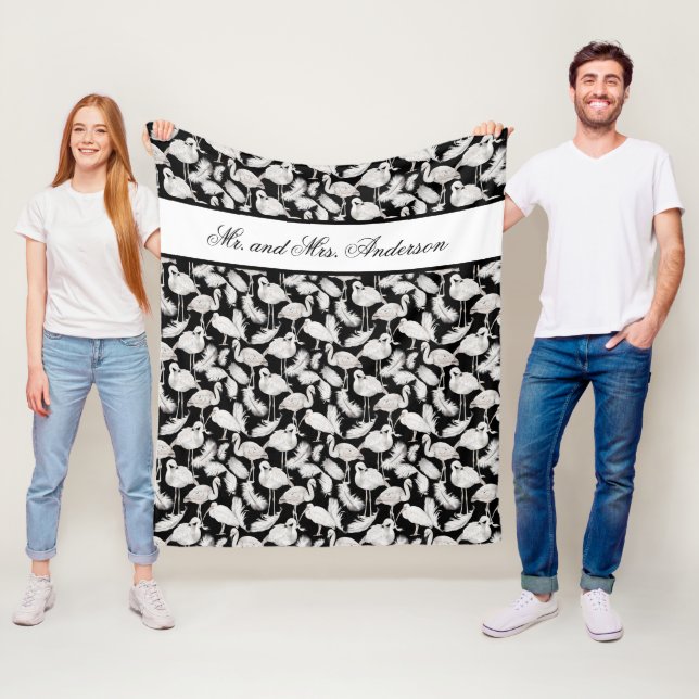 Cobertor De Velo Penas de Cisne Branco Preto com Script Elegante Mo (In Situ)