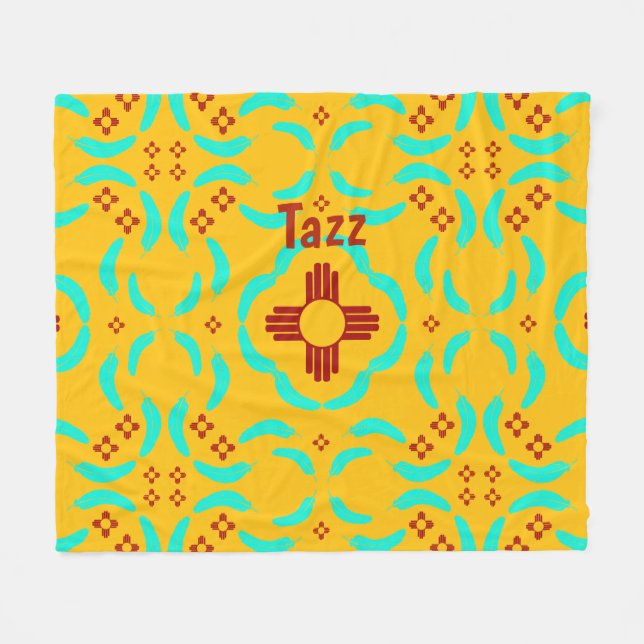 Cobertor De Velo Penas de Turquesa Vermelha do Novo México (Frente (Horizontal))