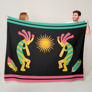 Cobertor De Velo Penas e Kokopelli Fleece Blanket