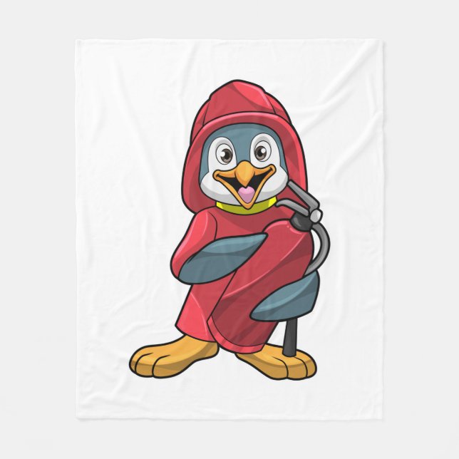 Cobertor De Velo Penguin as Firefighter with Extinguisher (Frente)