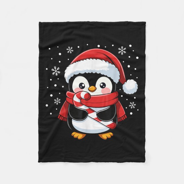 Cobertor De Velo Penguin Christmas Candy Cane Winter Toddler Girl B (Frente)