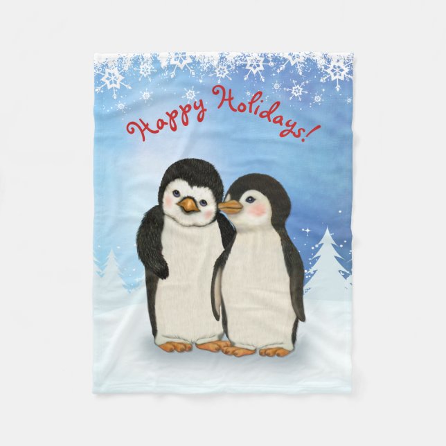 Cobertor De Velo Penguin Christmas Fleece Blanket (Frente)