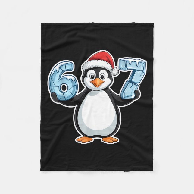Cobertor De Velo Penguin Santa Hat 67 Icy Numbers Christmas Birthda (Frente)