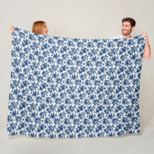 Cobertor De Velo Pêonias Vintage de Padrão Floral Azul Elegante