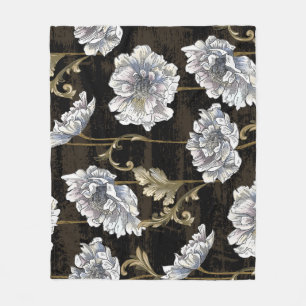 Cobertor De Velo Peony Elegance: Incêndios Dourados Barrocos