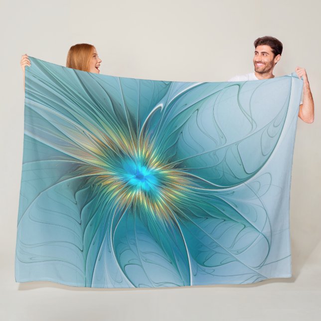 Cobertor De Velo Pequena Bela Moderna Flor de Arte Fractal Azul Dou (In Situ)