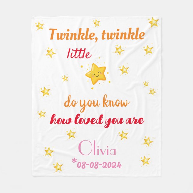 Cobertor De Velo Pequena estrela do Twinkle, Menina, Alfândega (Frente)