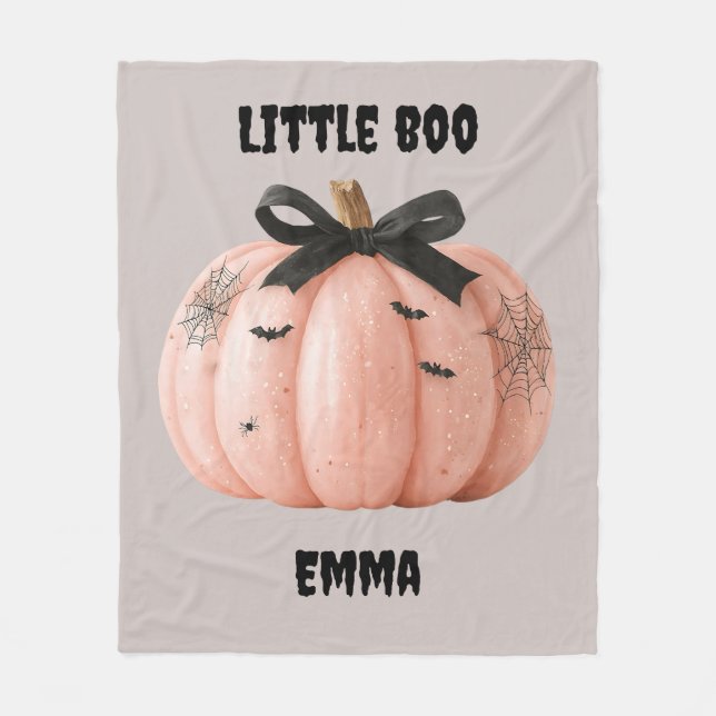 Cobertor De Velo Pequeno Boo Personalizado Pumpkin do Halloween (Frente)