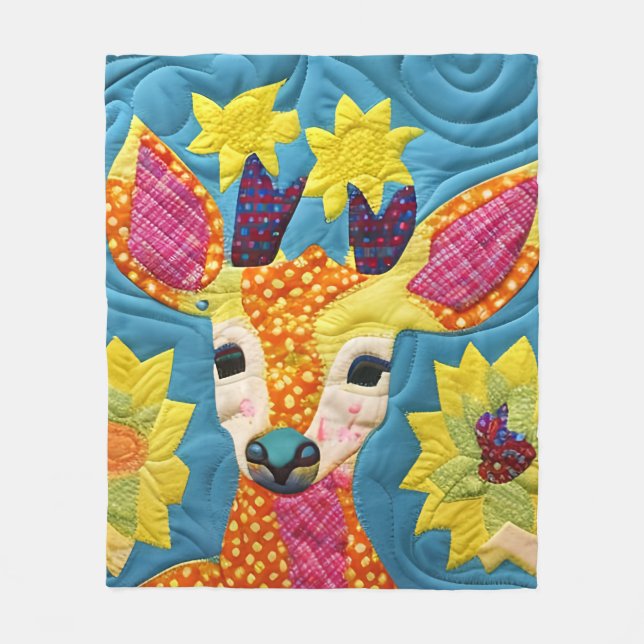 Cobertor De Velo Pequeno Deer Quilt Como Design (Frente)