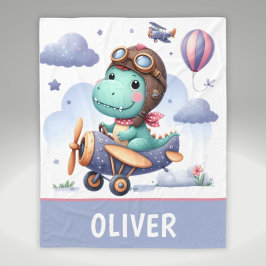 Cobertor De Velo Pequeno Dinossauro Gelado Voando Avião Roxo