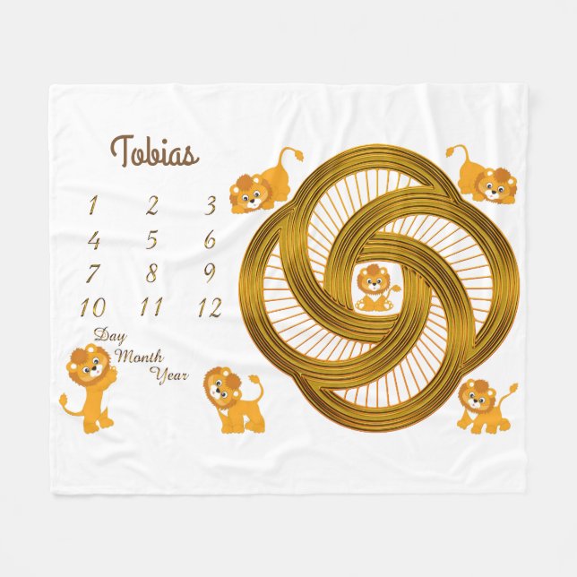 Cobertor De Velo Pequeno Leão - Milestone Bebê Tamanho 60 x 50 (Frente (Horizontal))