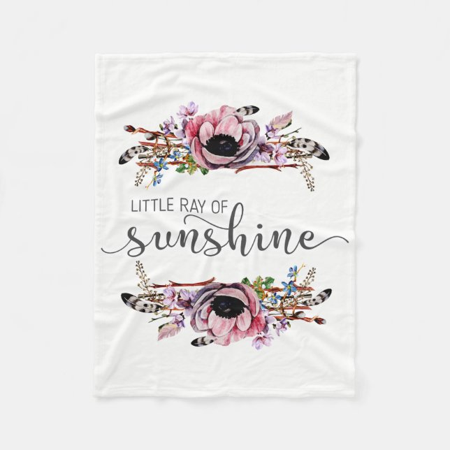 Cobertor De Velo Pequeno Ray da Sunshine Boho Chic Floral Baby Girl (Frente)