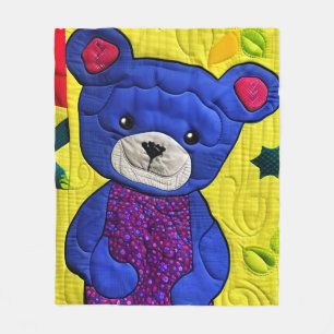 Cobertor De Velo Pequeno Urso Azul De Teddy Inclinado Como Design