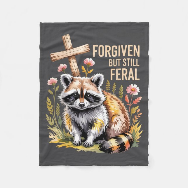 Cobertor De Velo Perdoado Mas Ainda Mapache Feral Citação Cristã (Frente)
