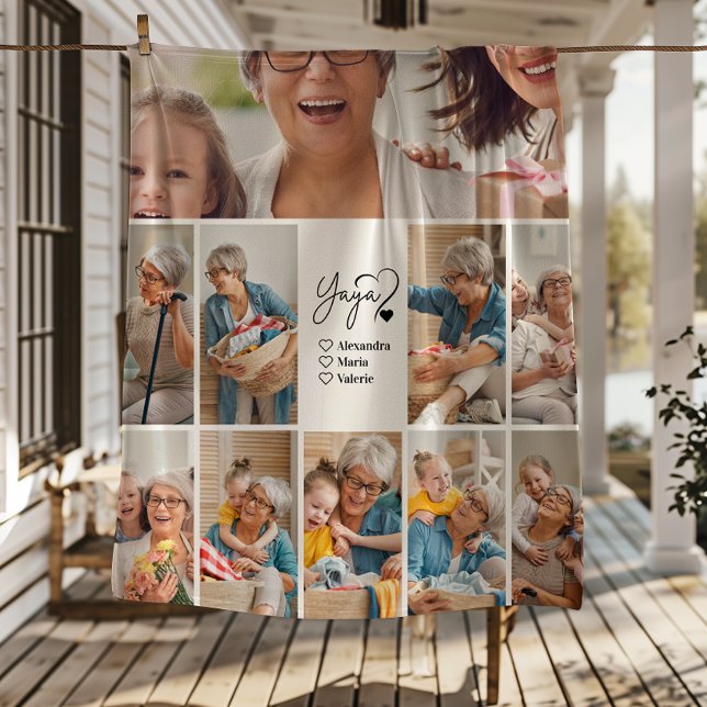 Cobertor De Velo Peronalized 10 Photo Yaya Minimalist Line Art (Criador carregado)