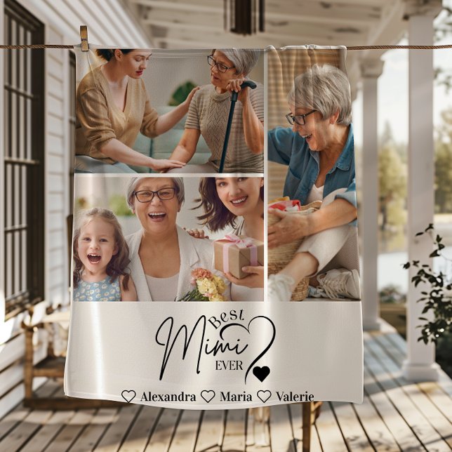 Cobertor De Velo Peronalized 3 Photo Best Mimi Ever Minimalist (Criador carregado)